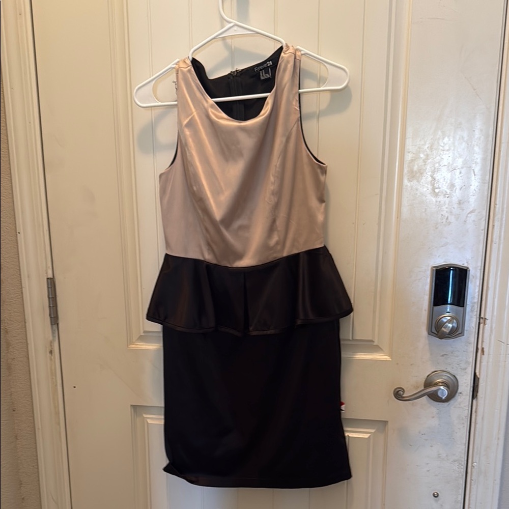 Forever 21 Black and Cream Peplum Mini Dress